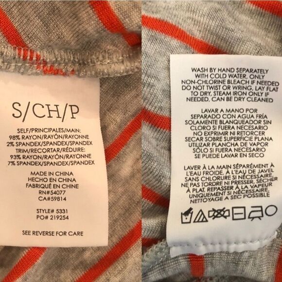 CAbi Grey Orange Stripe Peplum Ruffle Tank Top #5331 Sleeveless Summer Tee Small - Picture 7 of 7